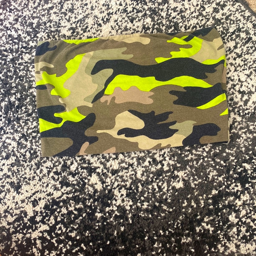 Neon camo tube top